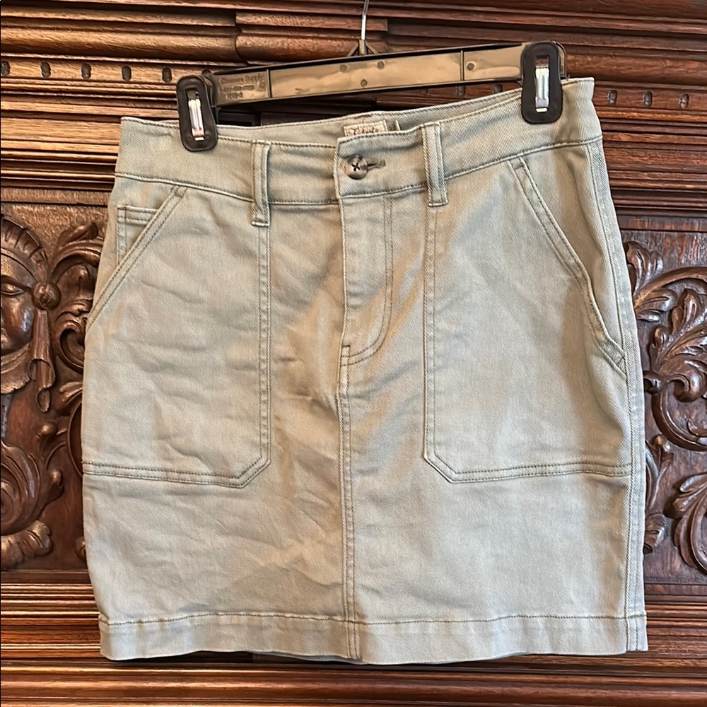 Faherty Organic Cotton Skirt in Sage Green, Size S